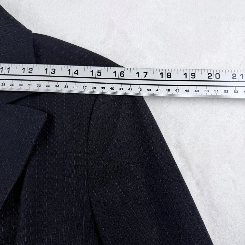 Rafaella Black Pinstripe Career Blazer Office Chic Single Button‎ Jacket Size 10